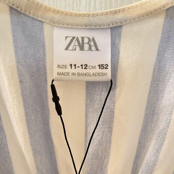 Zara Girls Blue Striped Dress With Bow Tie Straps Size 11-12 NWT - Picture 6 of 12